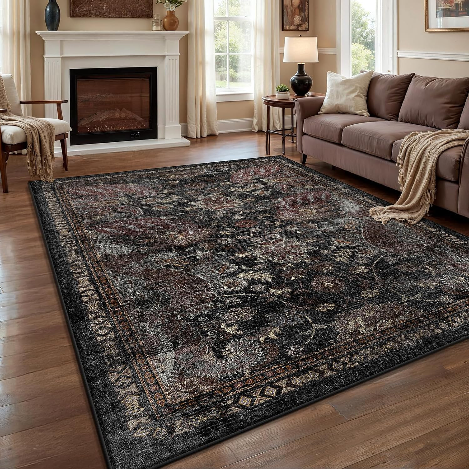 5×7 Rug Foldable Machine Washable Living Room Area Rug, Machine Washable Anti-Sl