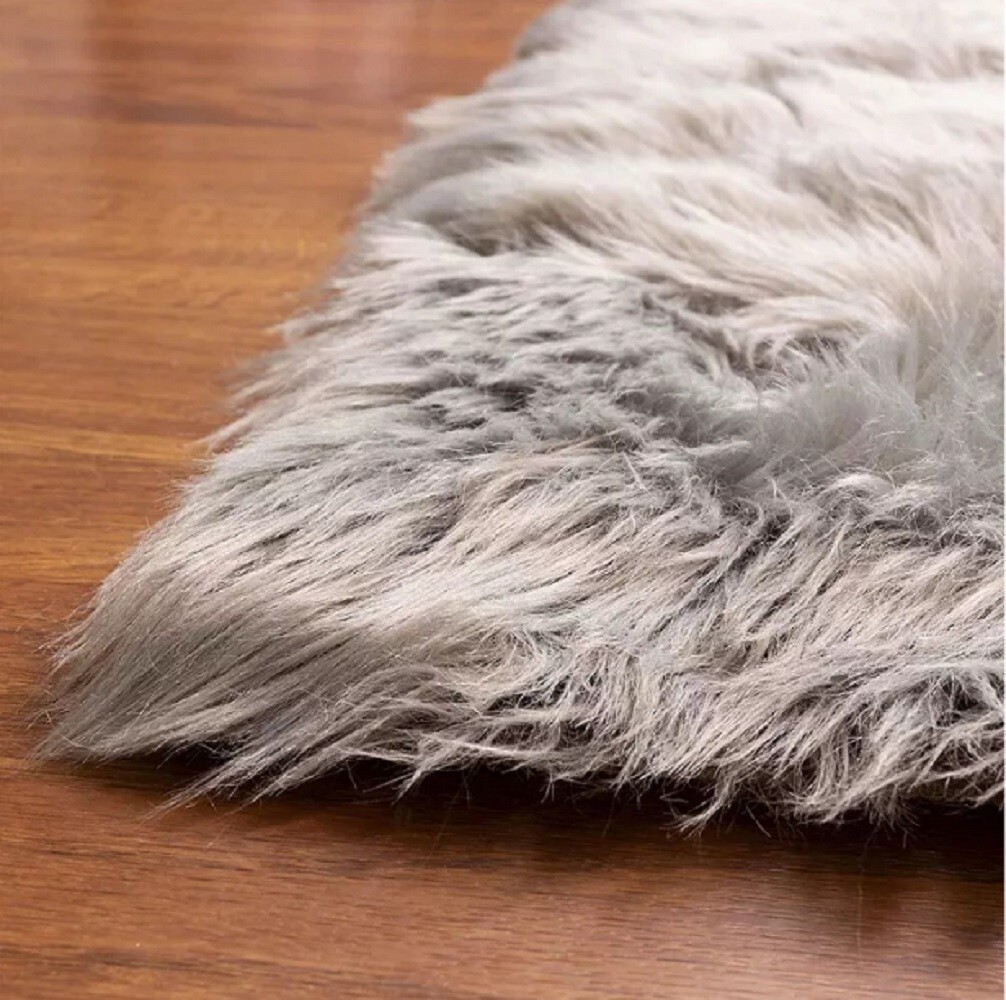 Project 62 Mongolian Faux Fur Rug Gray 4 Ft. x 2.5 Ft.