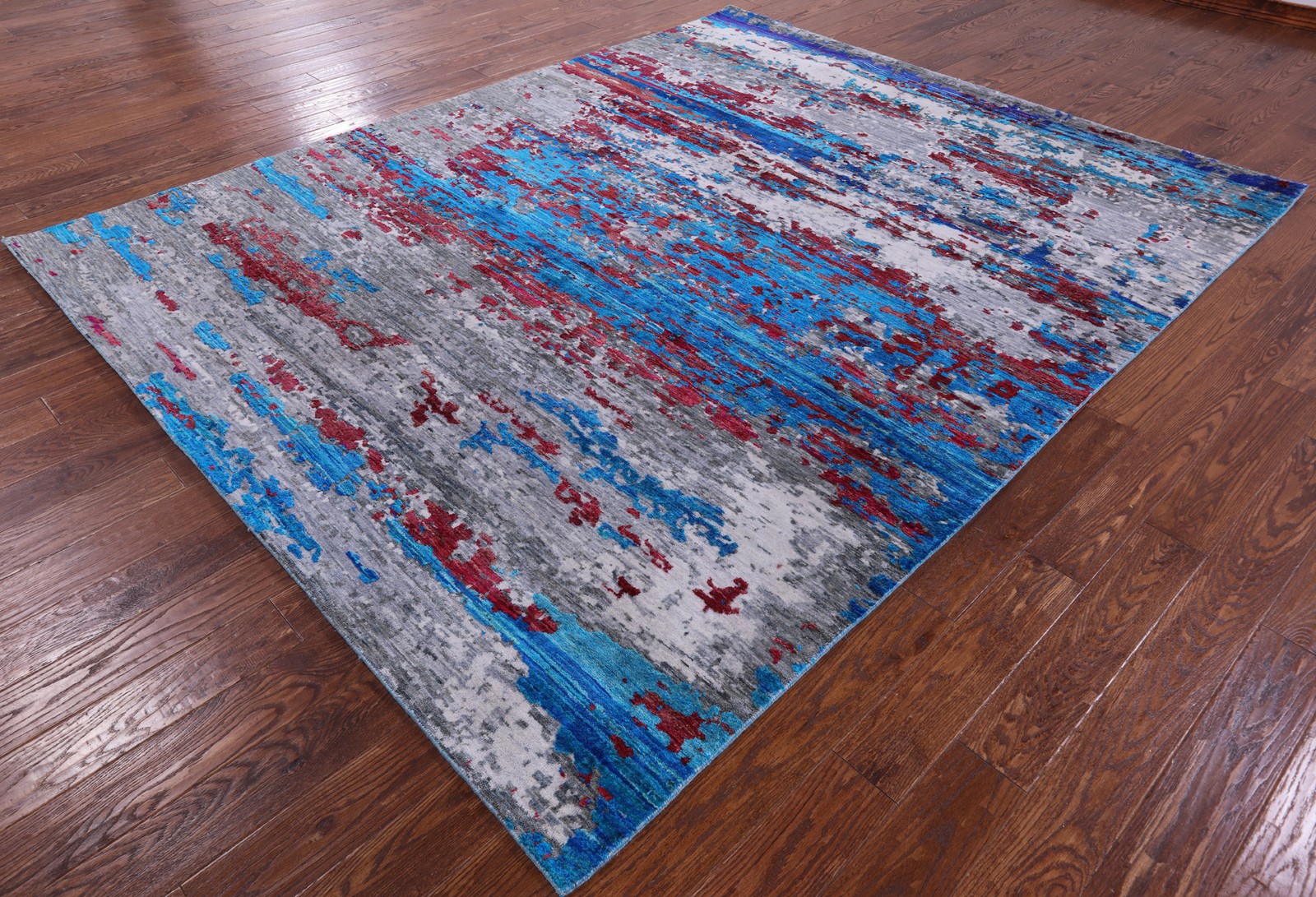 8′ 1″ X 10′ 0″ Handmade Wool & Silk Abstract Rug – Q13499