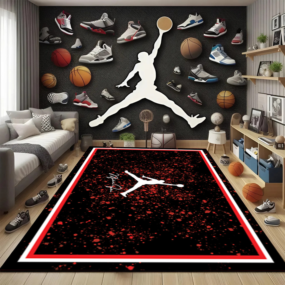 Basketball rug, Jordan pattern rug, art design rug, AI basketball rug, air jorda