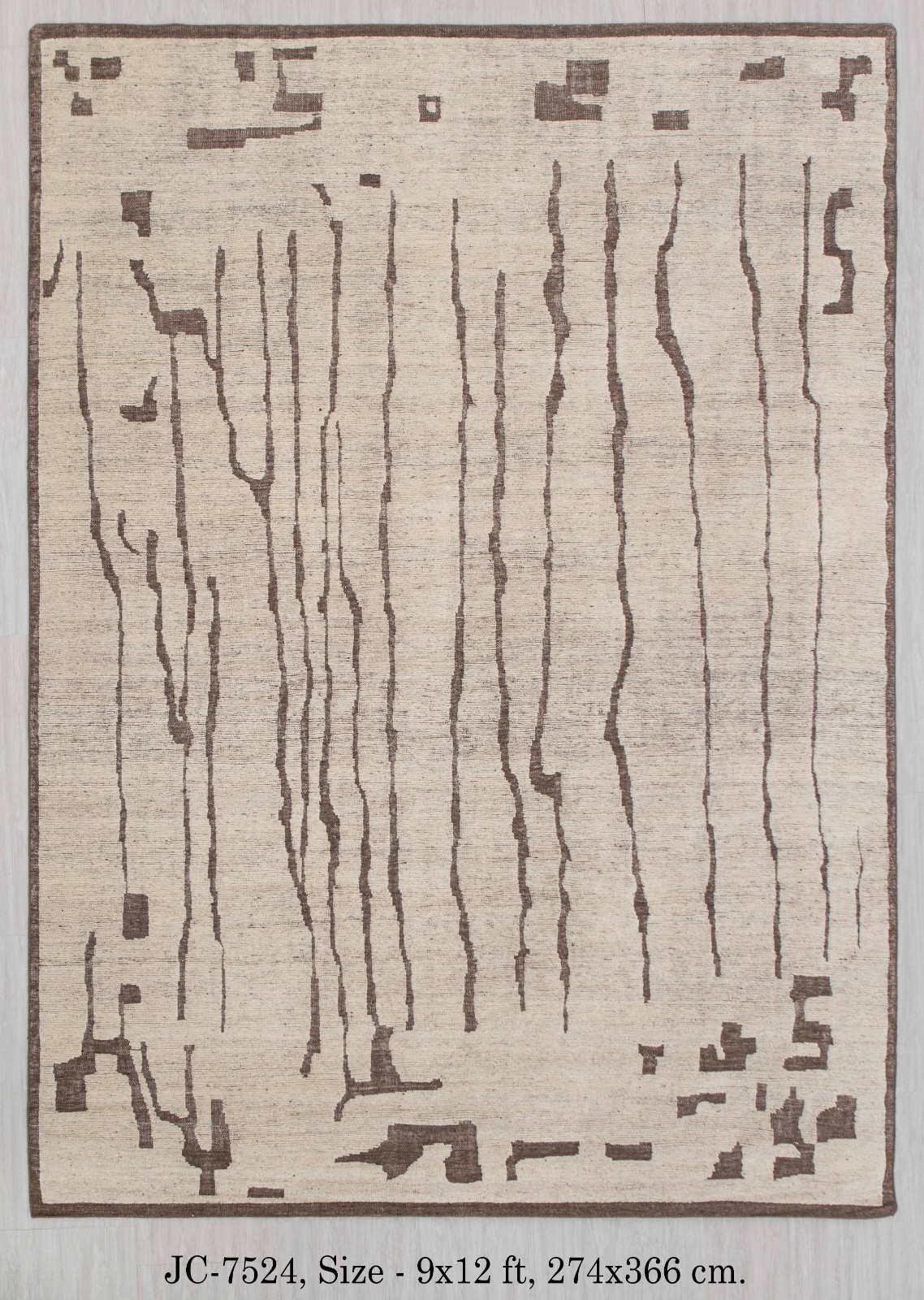 Ivory Brown Wool Distressed Easily Washable Hand Knotted Moroccan 100% Wool Rug