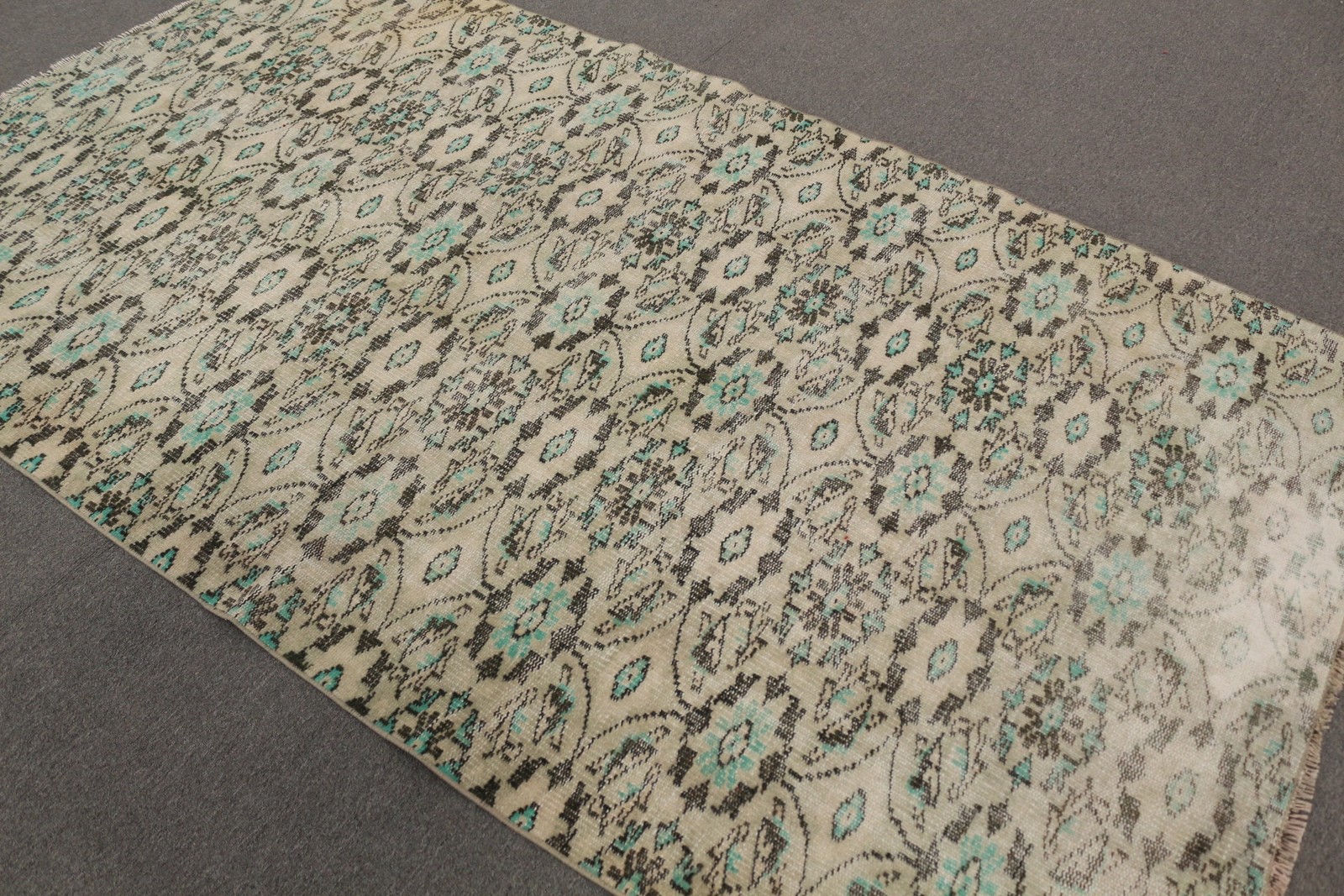 4,8×8,5 ft Turkish Vintage Rug, Large Rug, Blue Wool Rug