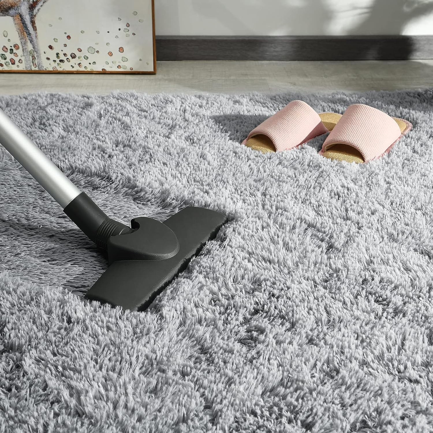 5×8 Feet Grey Shaggy Bedroom Rug – Non-Slip Plush Carpet for Kids & Living Room