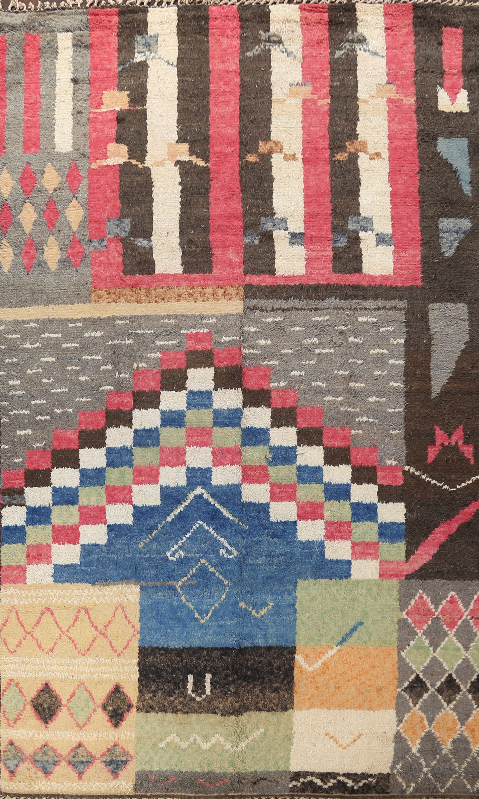Abstract Moroccan Rug 10×15 Ft Handmade Large Geometric Wool Carpet Living Room