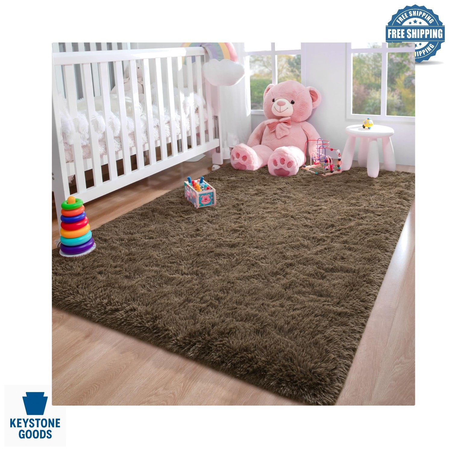 2×3 ft Plush Shaggy Area Rug – Soft & Non-Slip for Bedroom, Nursery, Living Room