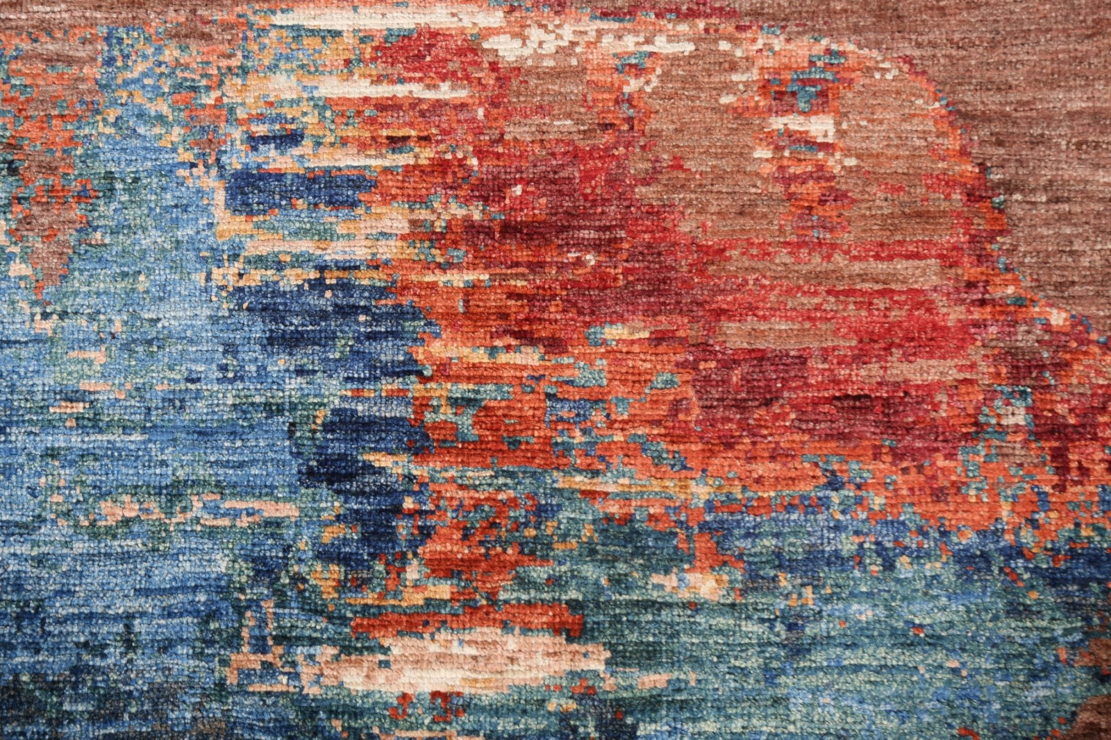 Modern Rust Wool Abstract Oriental Area Rug Hand-made Contemporary Carpet 6×8