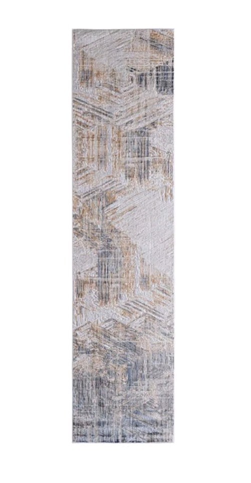Turkish Rug Feizy LAINA Rug Runner BEIGE/GREY 3ft X 12ft NEW (MSRP $359)