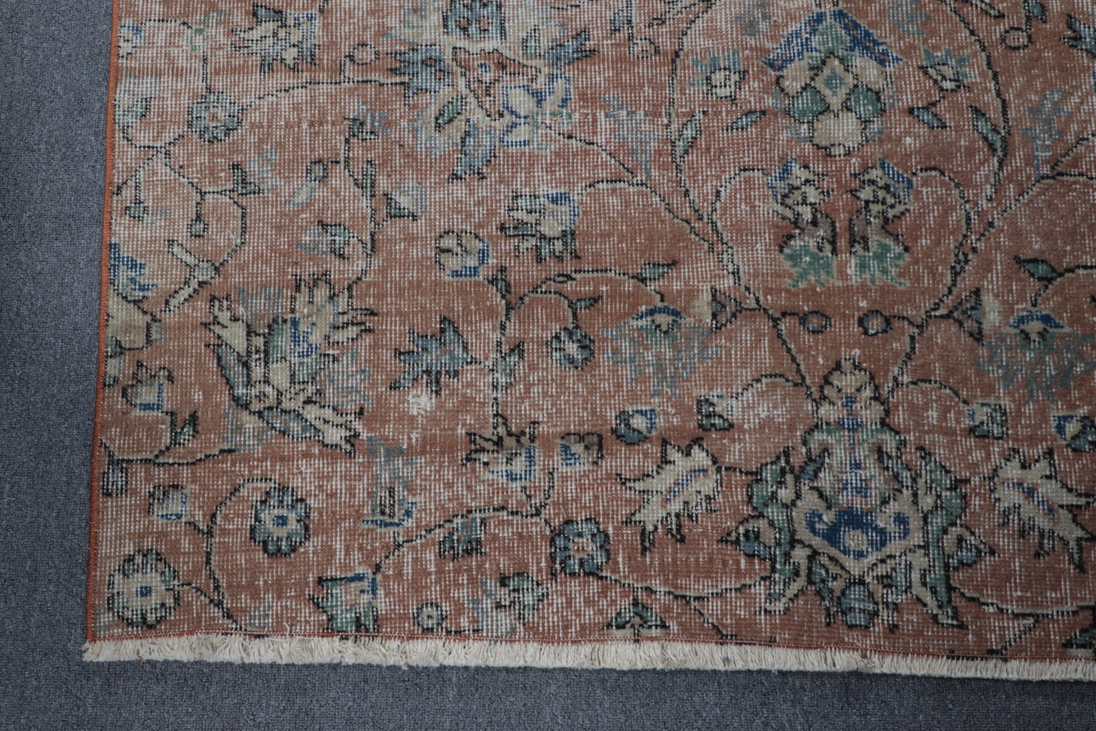 4,2×7,7 ft Turkish Rug, Vintage Area Rug, Brown Blue Oriental Rug