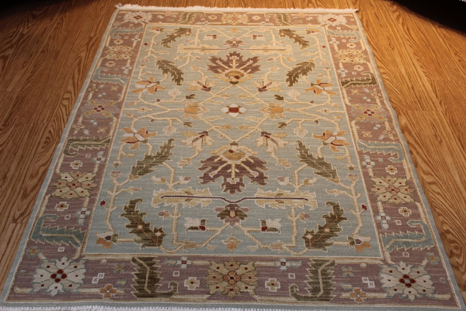 Beautiful decorative Handmade Wool Rug 4′ x 6′ Sumak Kilim Light Green Color