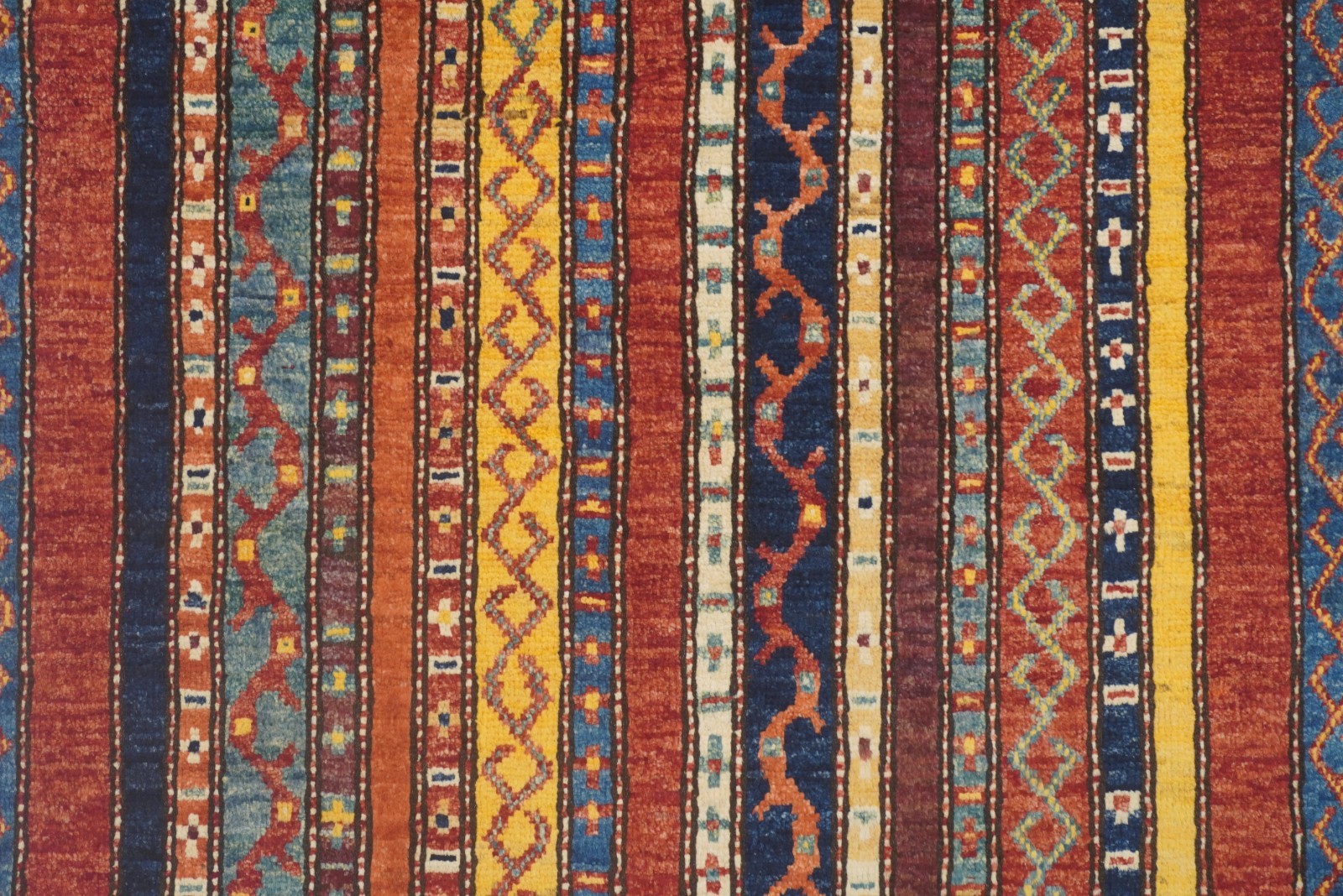 3×4 ft Red Striped Hand Knotted Wool Tribal Area Rug