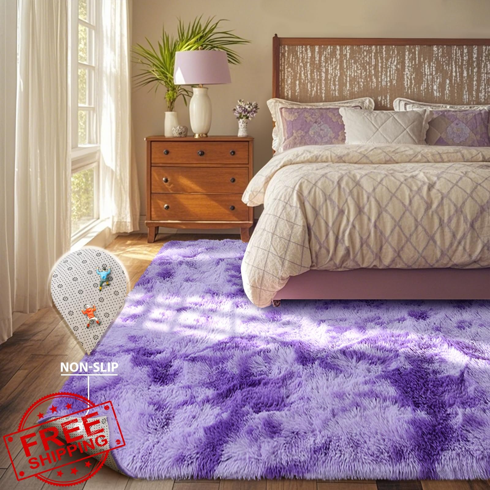 LòutiRoot Home Tie-dye Purple 4×6 Rug
