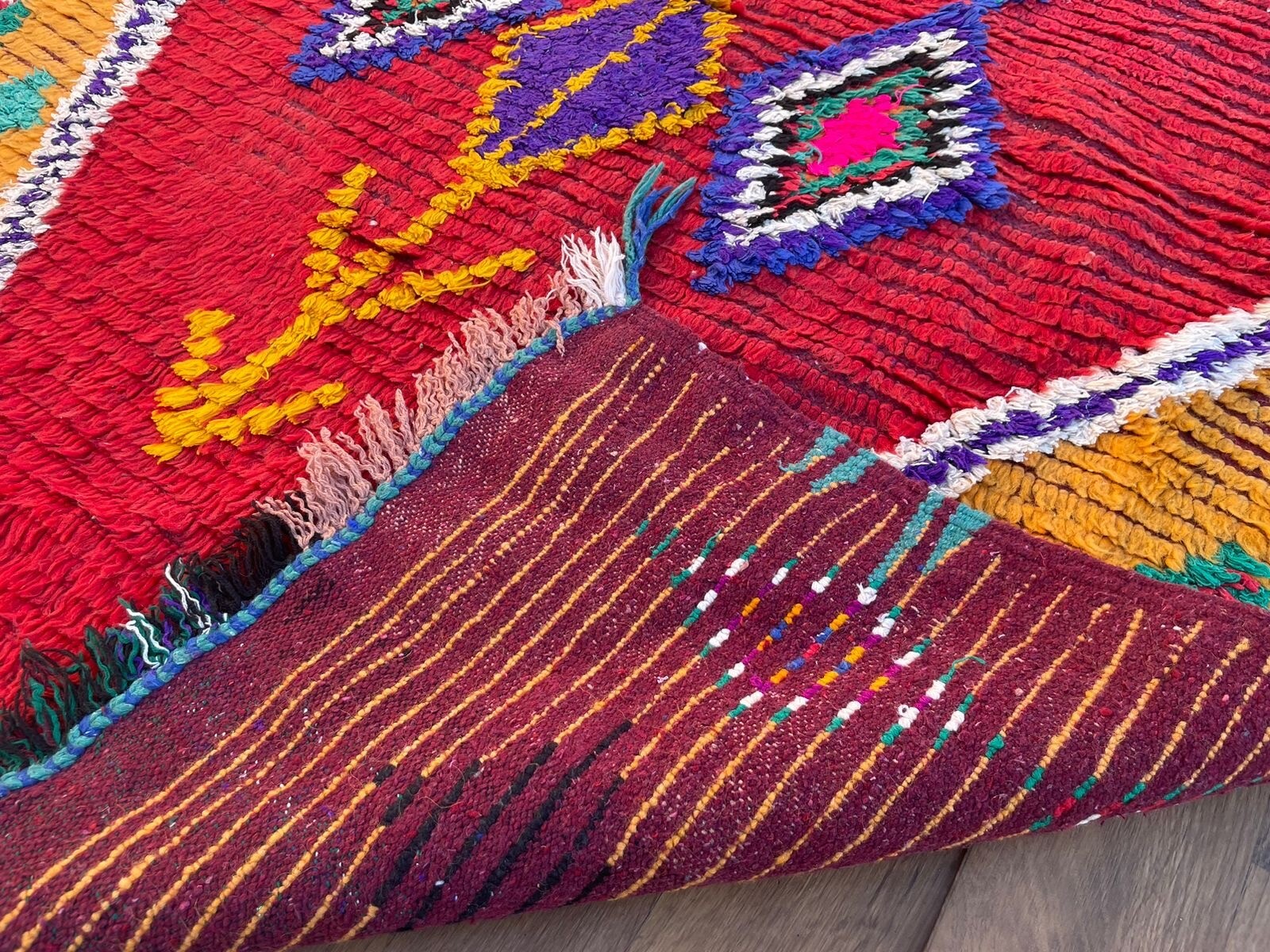 5,7X4FT ,Magnifiques tapis Azilal en jaune et rouge, tapis Azilal jaune, tapis