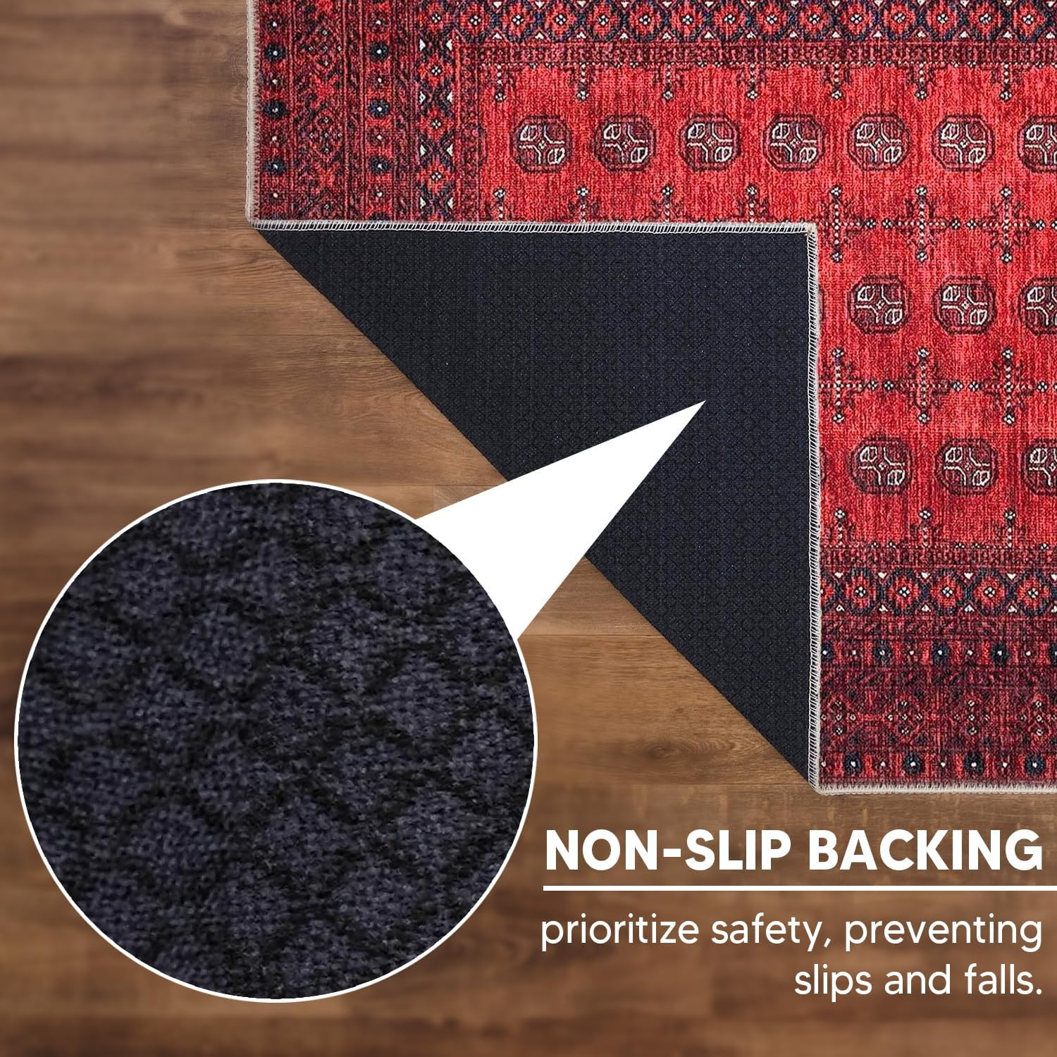 Machine Washable Area Rugs with Non-Slip Backing, Ideal for Hallway, Living Room