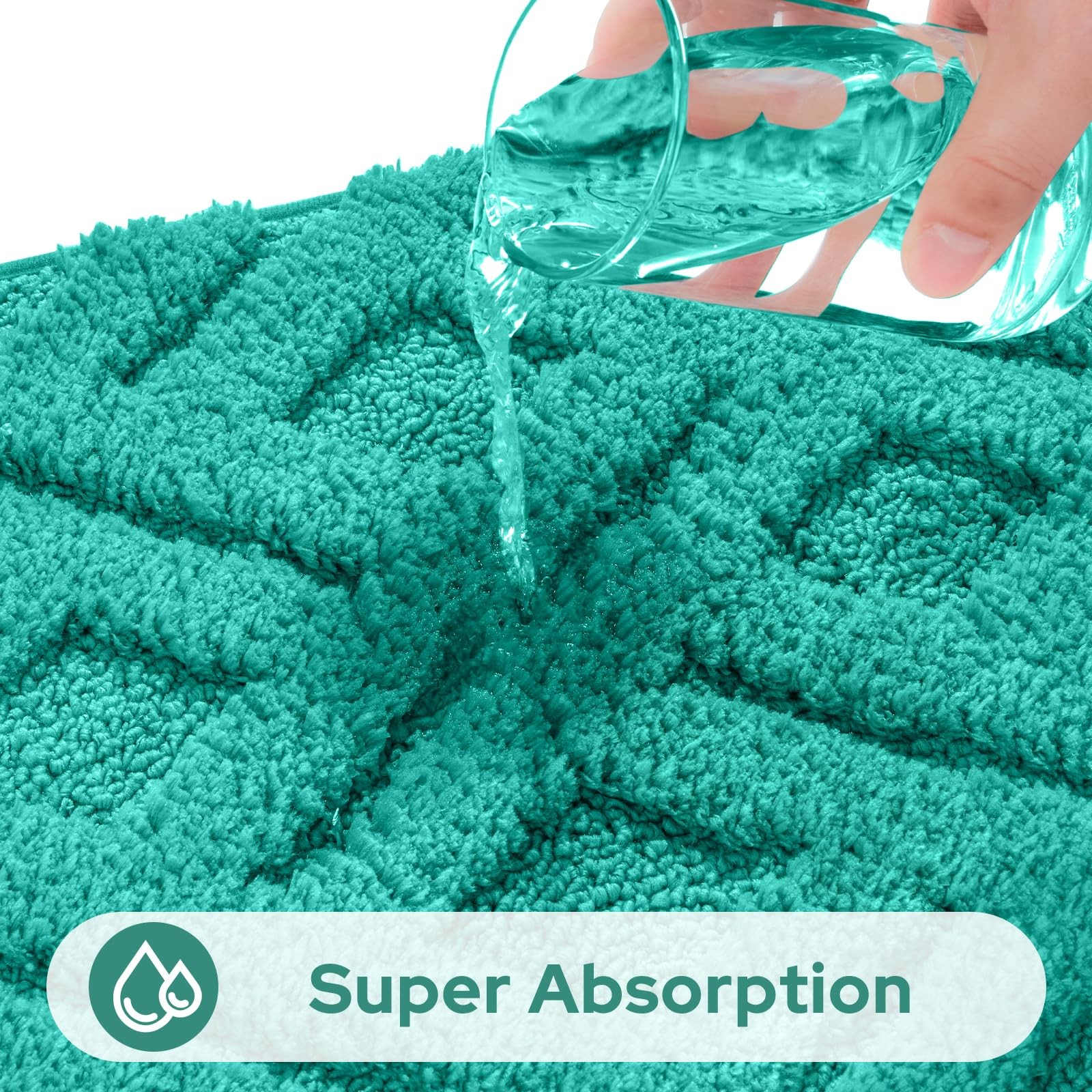 HOMEIDEAS Teal Bathroom Rug Set 2 Piece, 1’4″ x 2’8″ (Rectangular),