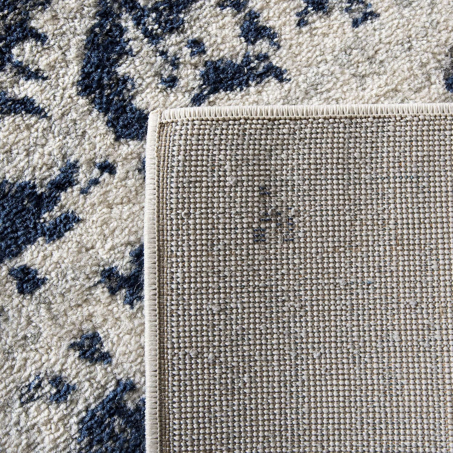 Madision 8′ Square Area Rug – Cream & Navy Snowflake Medallion Design