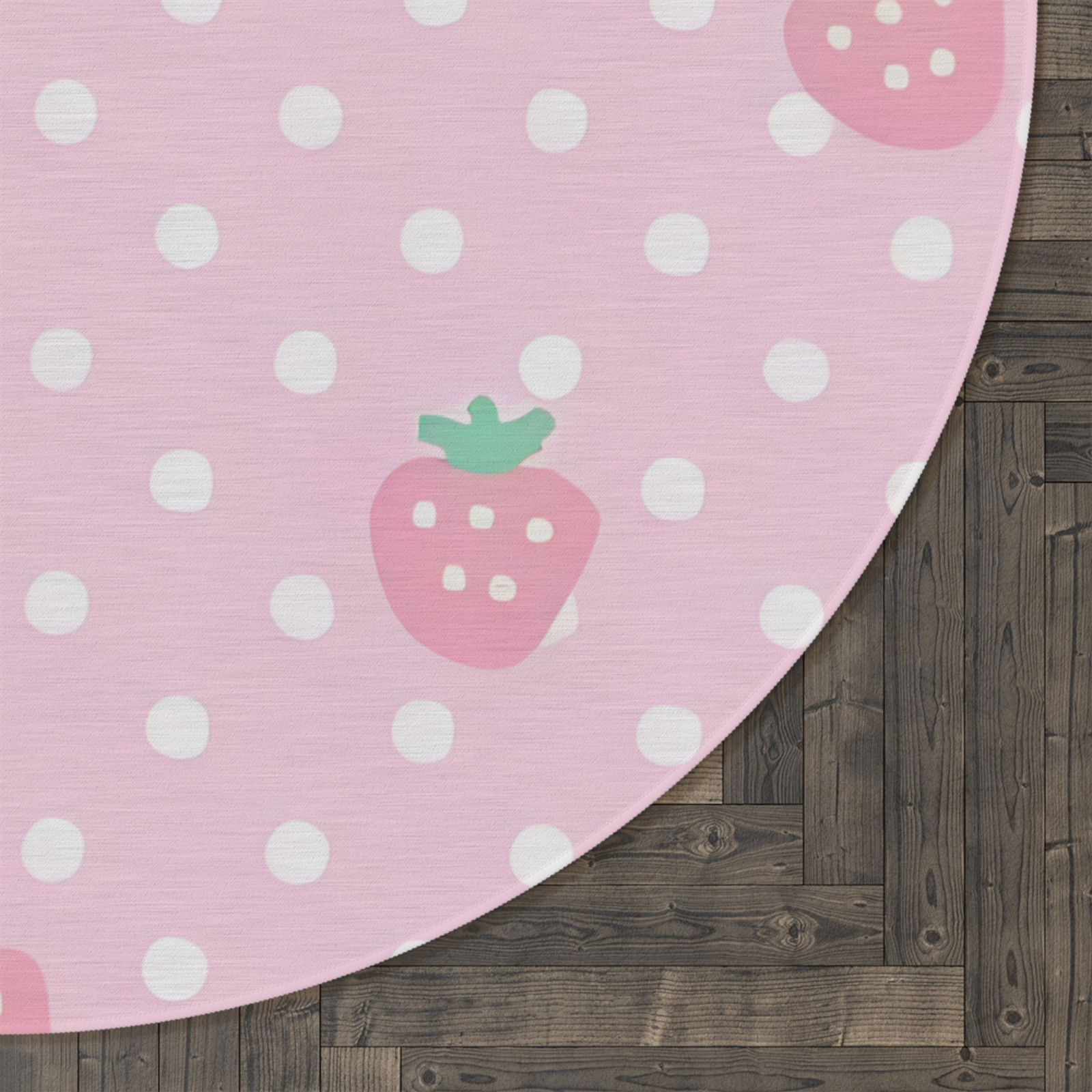 Strawberry Polka Dot Round Rug, Kids Room Decor, Baby Shower Gift, Fruit Decor