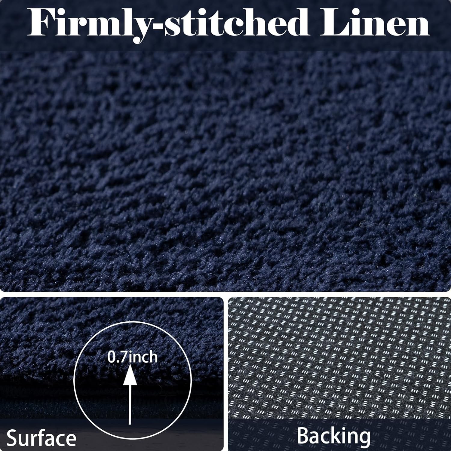 Runner Rugs for Bedroom Living Room, 2X6 Feet Ultra Soft Navy Blue Runner Rug Th