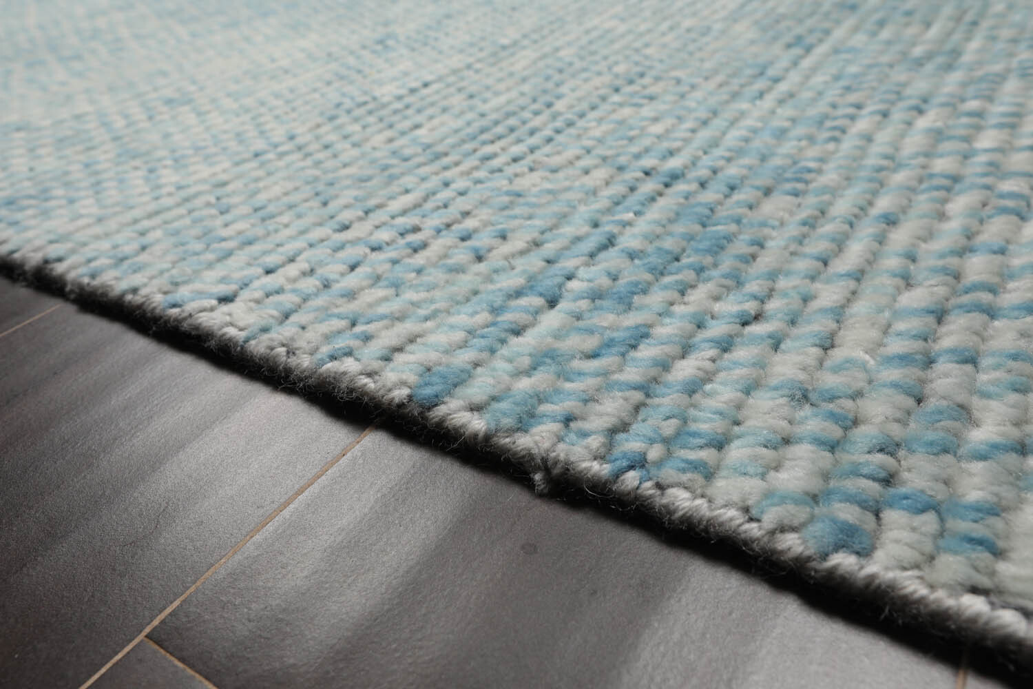 LoomBloom 9′ x 12’3″ Ivory Hand Knotted Ribbed Wool Oriental Area Rug
