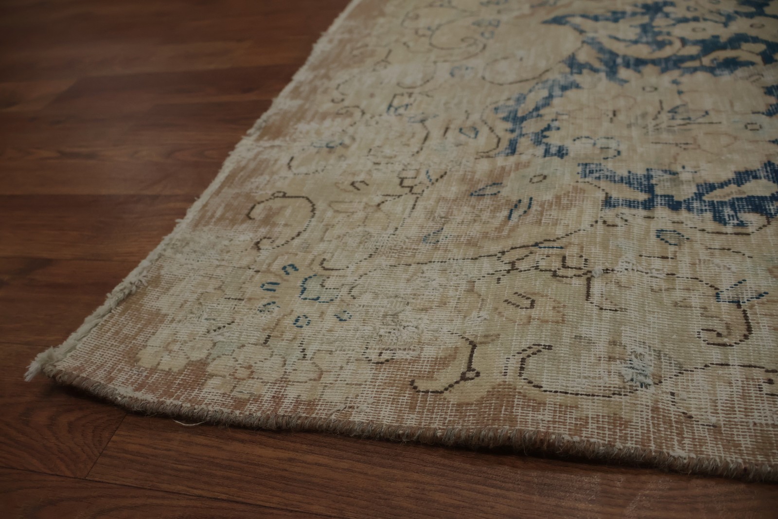 Muted Distressed Area Rug 10×13 Traditional Hand-knotted Wool Living Room Carpet