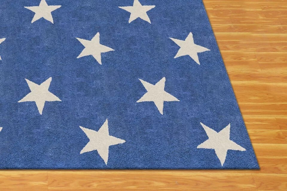 Contemporary Carpet All Size Sky Blue & White Hand Tufted Rug Study Room , Hall