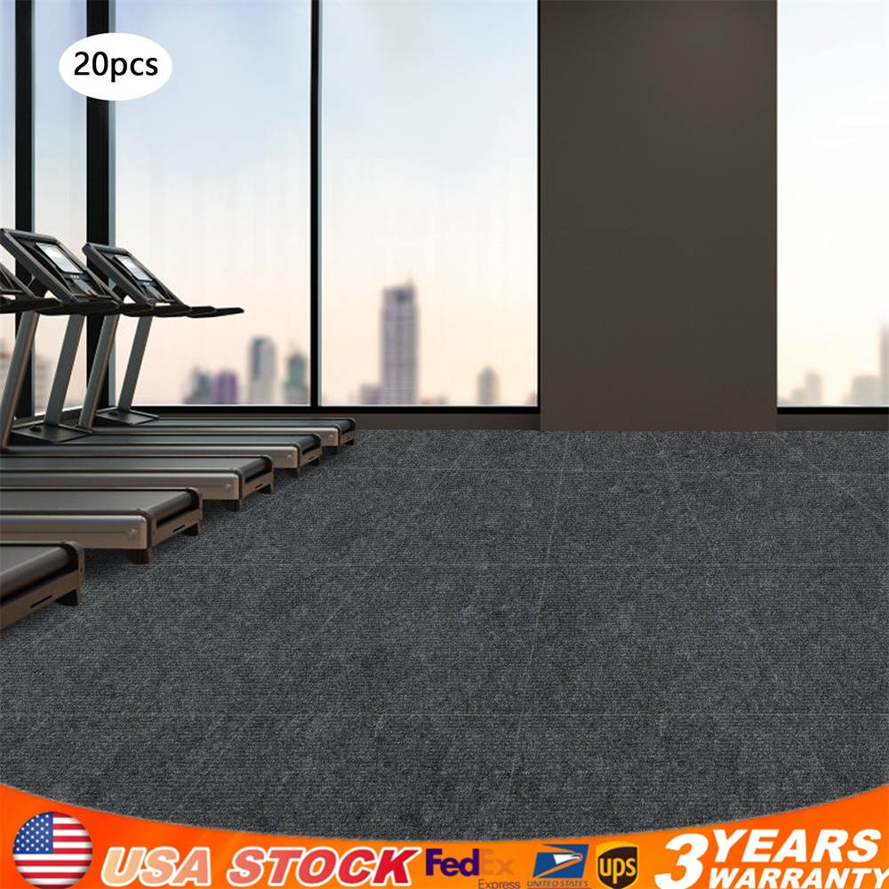 Carpet Tiles 24×24 inch 20 Pack Peel and Stick Rug Self Adhesive Deep Grey