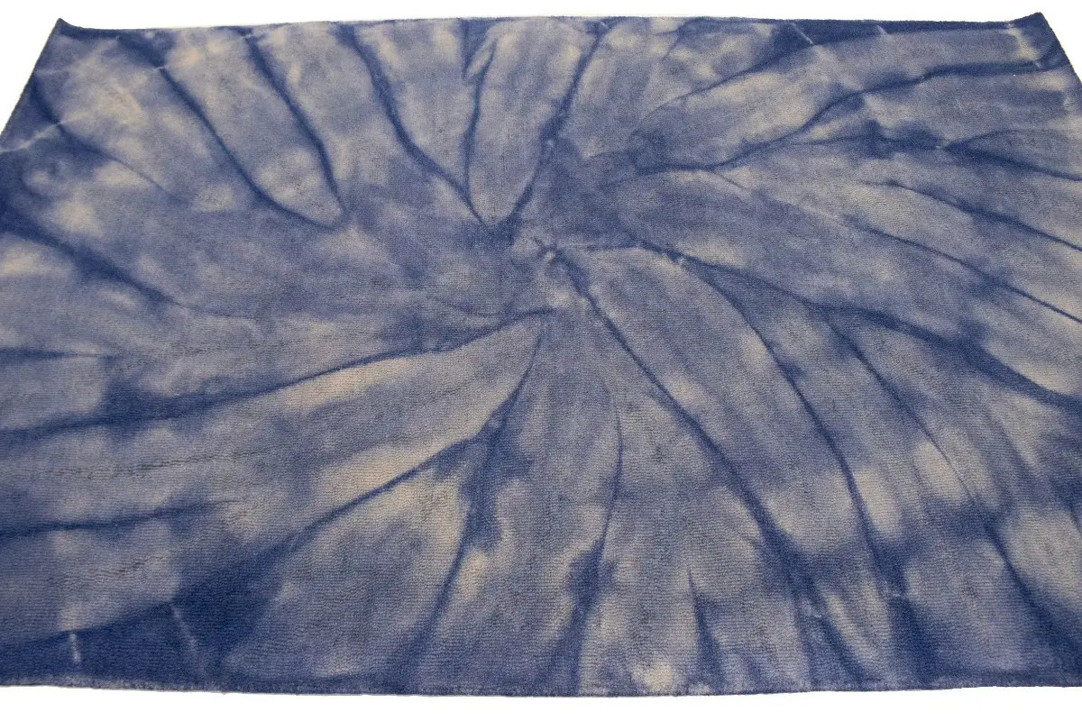 Modern Purple-navy Tie-Dye Design 5X8 Hand-Tufted Rug Contemporary Plush Carpet
