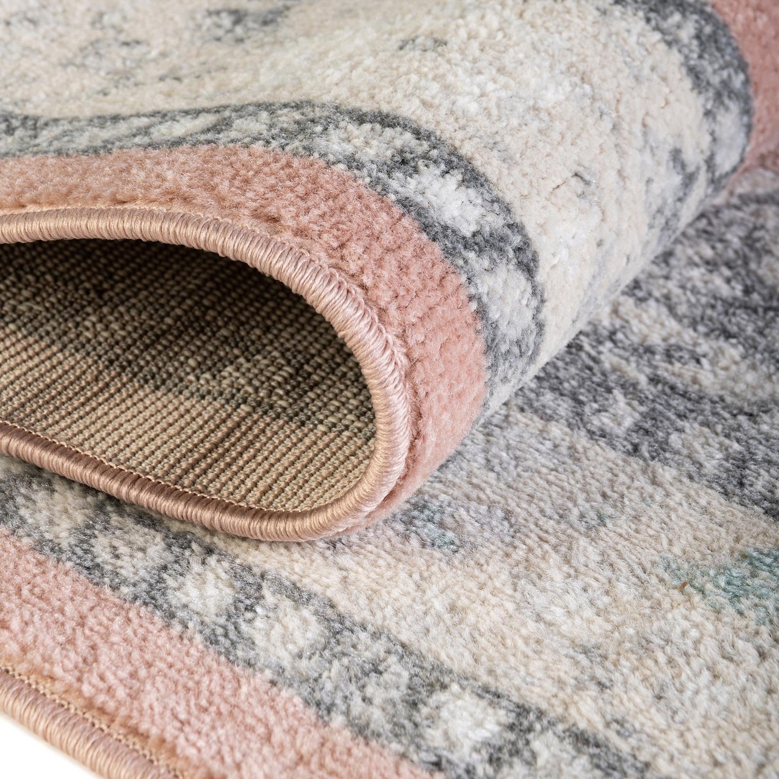 Unique Loom Parker Collection Area Rug – 3 3 Round Rose/ Gray 3158895