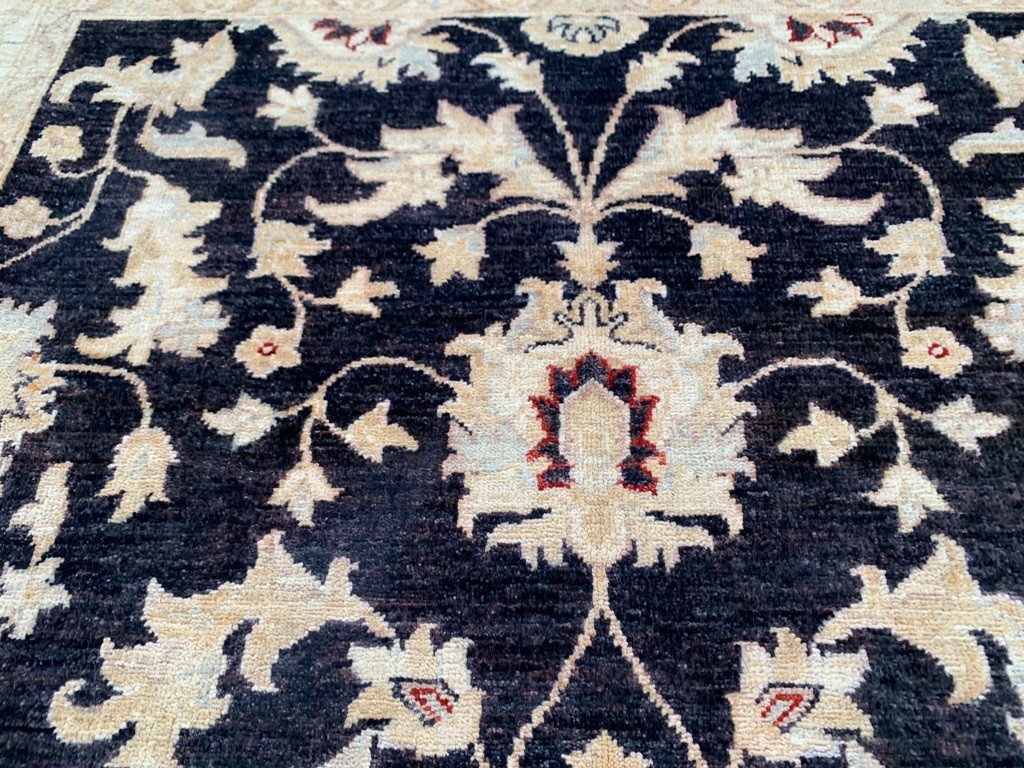 5×7 ft Luxury Floral Afghan Chobi Rug Handmade Black Rugs Oriental Bedroom Rug
