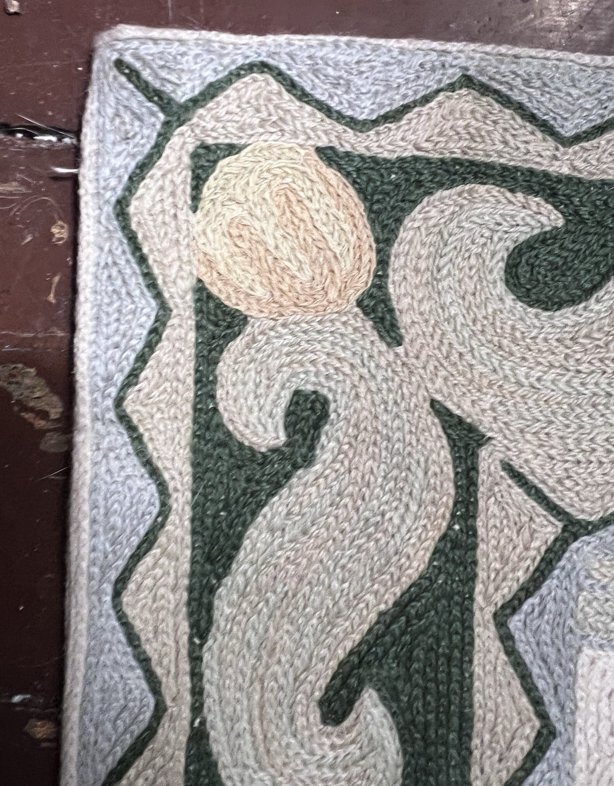 VTG Floral Needle Point Chain Stitch Rug Area Rug India Art Deco 4.7′ x 2.8′