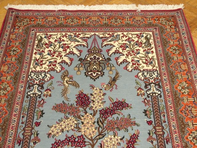 3.6 x 5.0 Fine Wool and Silk Perrsian Quum Prayer Rug #PIX-8676