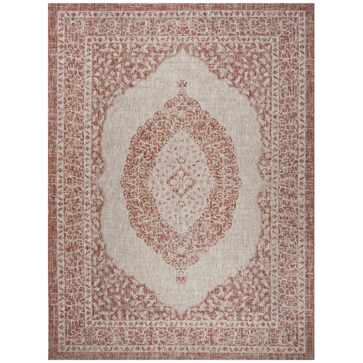 SAFAVIEH Outdoor CY8751-36512 Courtyard Lt Beige / Terracotta Rug