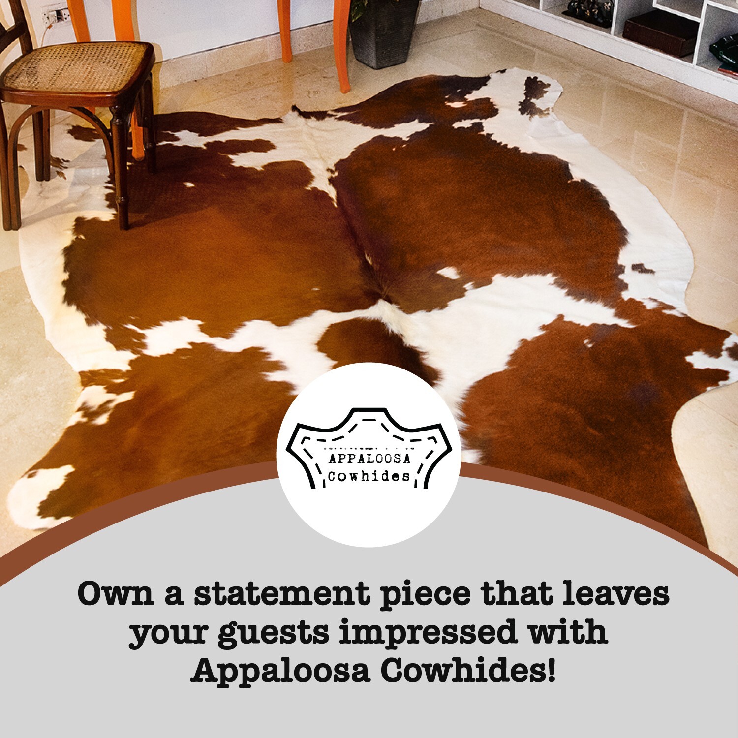 5×7 ft Chromatic Brown & white Cowhide Rug –100% Genuine Leather–Best Price