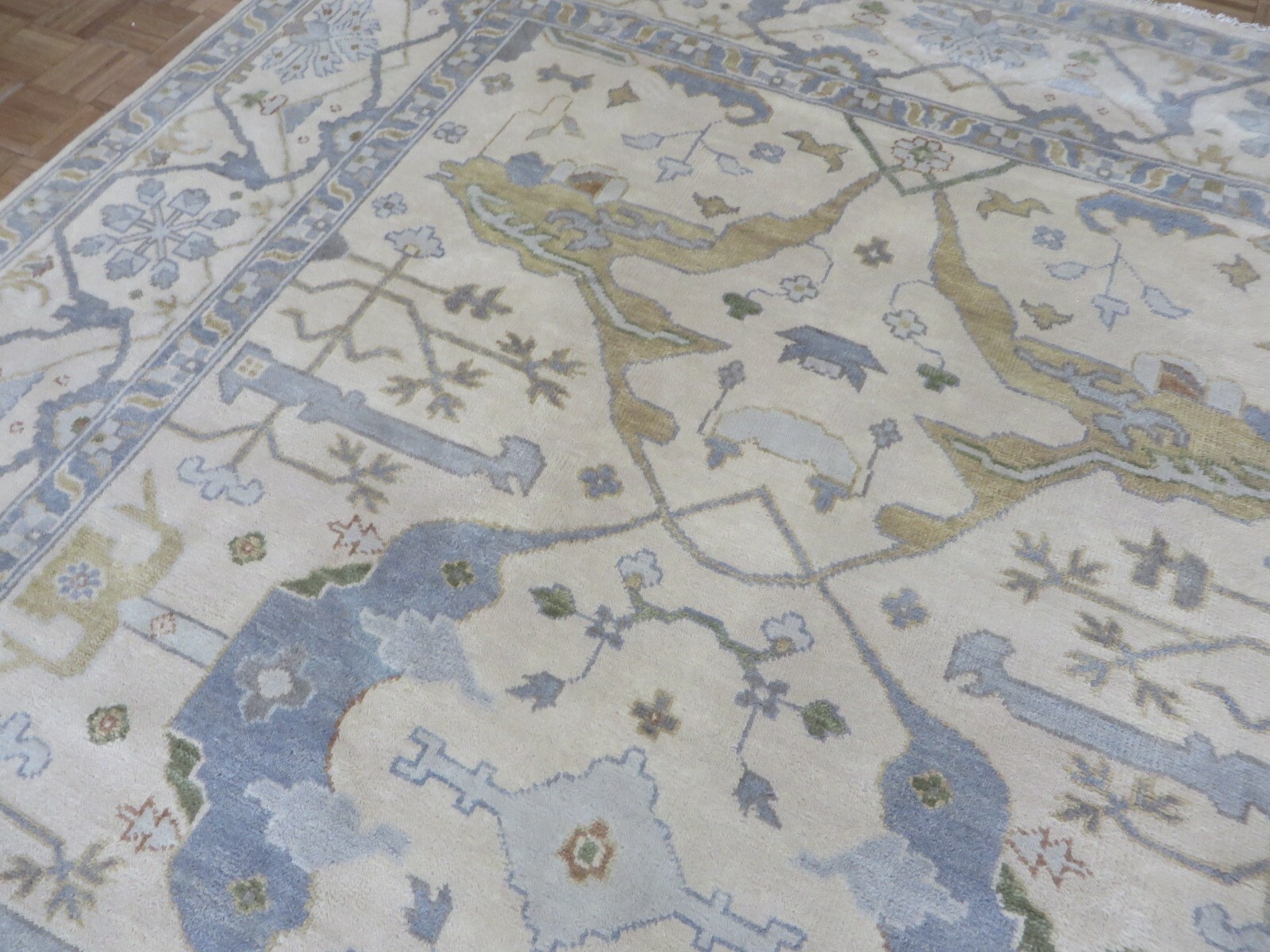 8’11 x 11’9 Hand Knotted Ivory Oushak Oriental Rug G15566