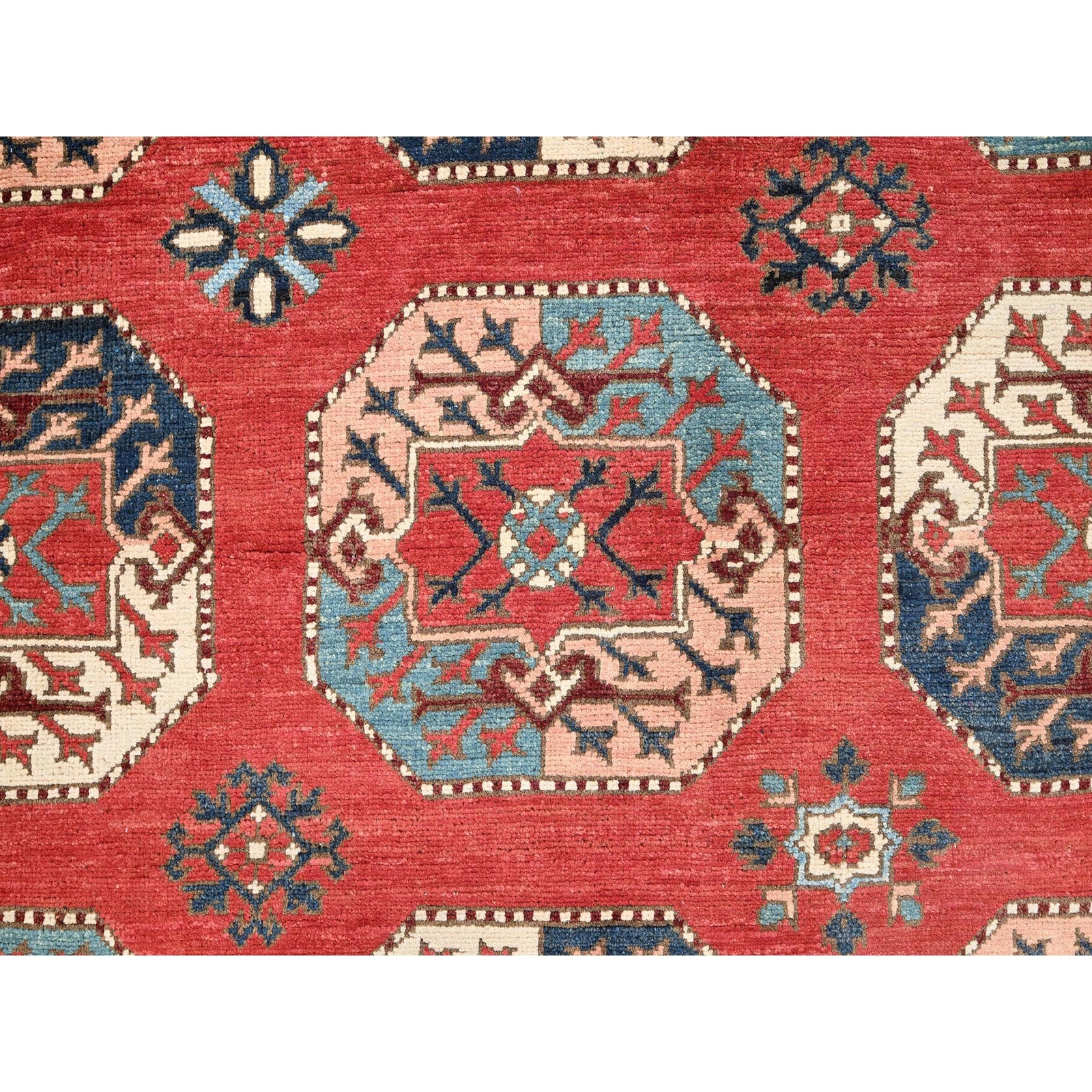 8’2″x9’10” Red Hand Knotted Afghan Special Kazak Pure Wool Oriental Rug R85416
