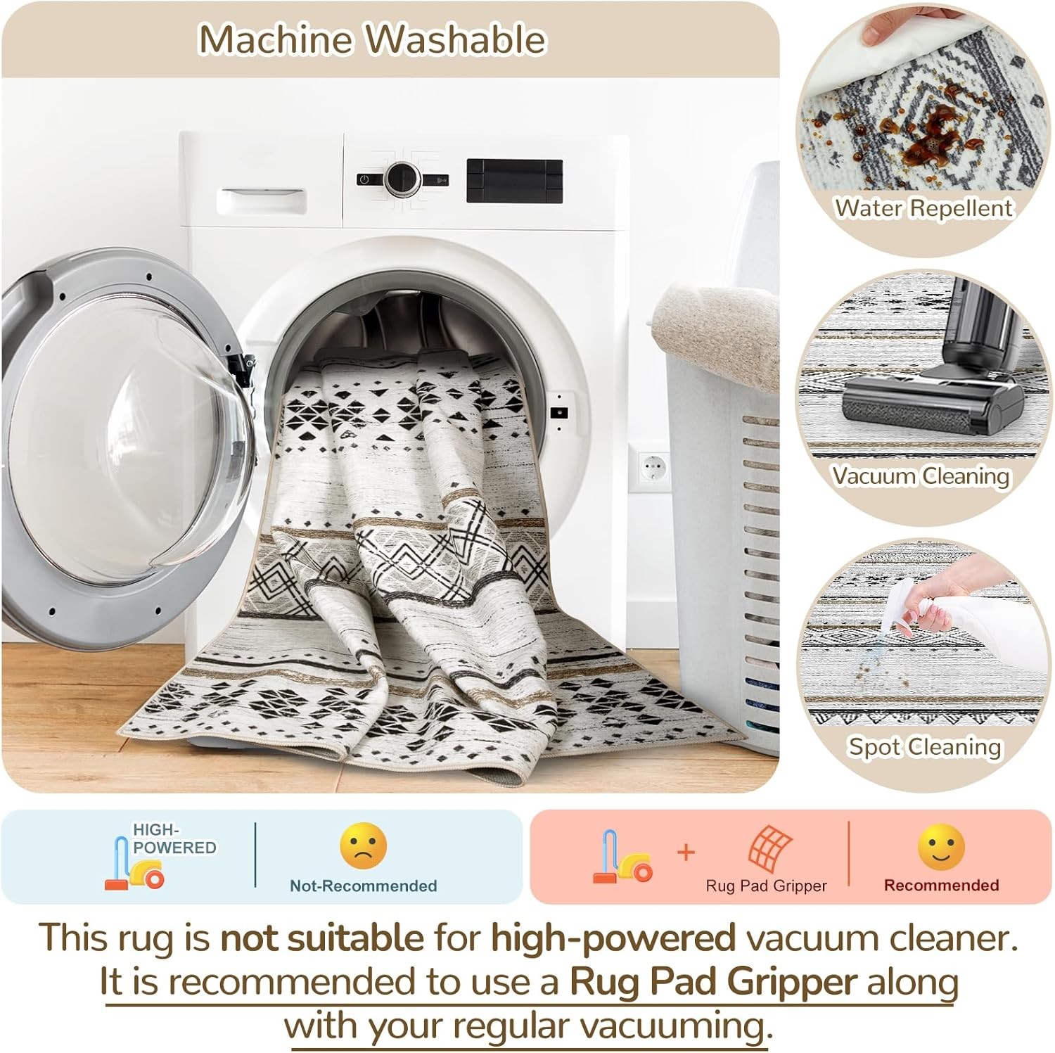 BESTSWEETIE 6×9 Area Rugs for Living Room Washable Moroccan Farmhouse Neutral…