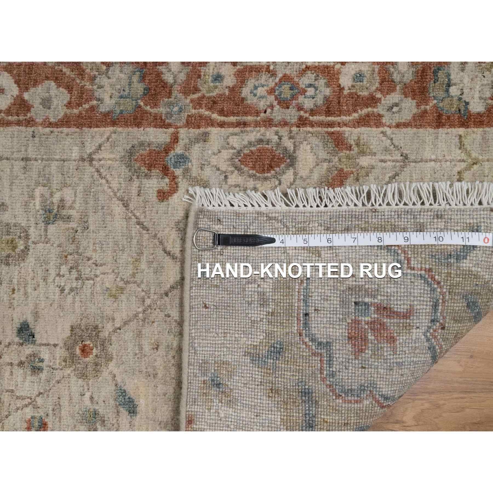 2’2″x3’1″ Beige Broken Pattern Oushak Design Hand Knotted Wool Sample Rug R91464