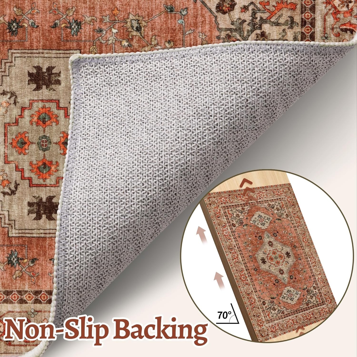 Chic 5′ X 7′ Boho Area Rug – Non-Slip, Low Pile, Perfect for Cozy Living Rooms
