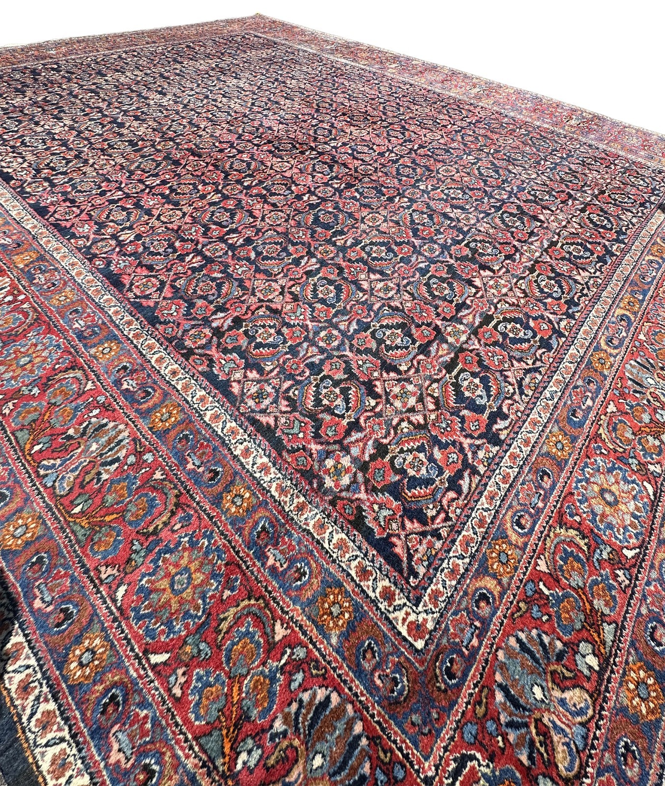 11X14 Antique Traditional Rug Exceptional Fine Weave Navy 338cm x 419cm C.1910
