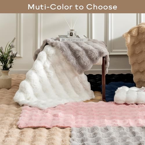 Ashler Faux Rabbit Fur Rug 2×6 FT Fluffy Soft Runner Area Rugs, 2 X 6 ft White