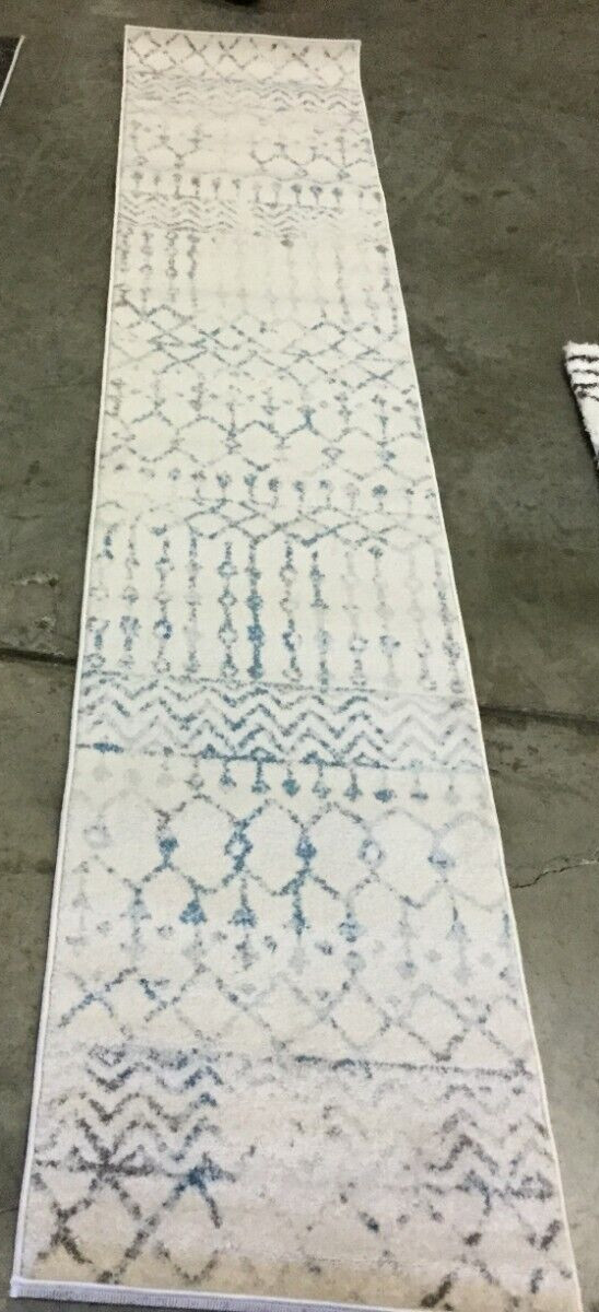 IVORY / TURQUOIS 2′-0″ x 11′-0″ Damaged Rug Reduced Price 1172655818 TUL270B-211