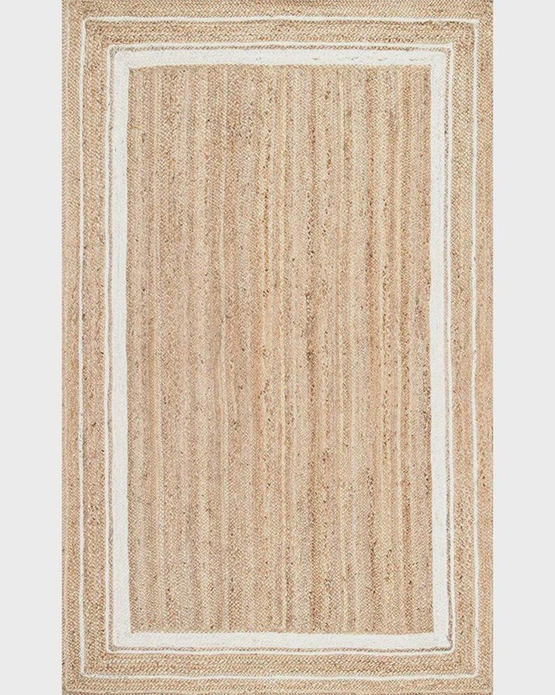 Hand Braided Jute Rug Bohemian Style, Natural Fiber Area Rug, Bohemian Boho Déco