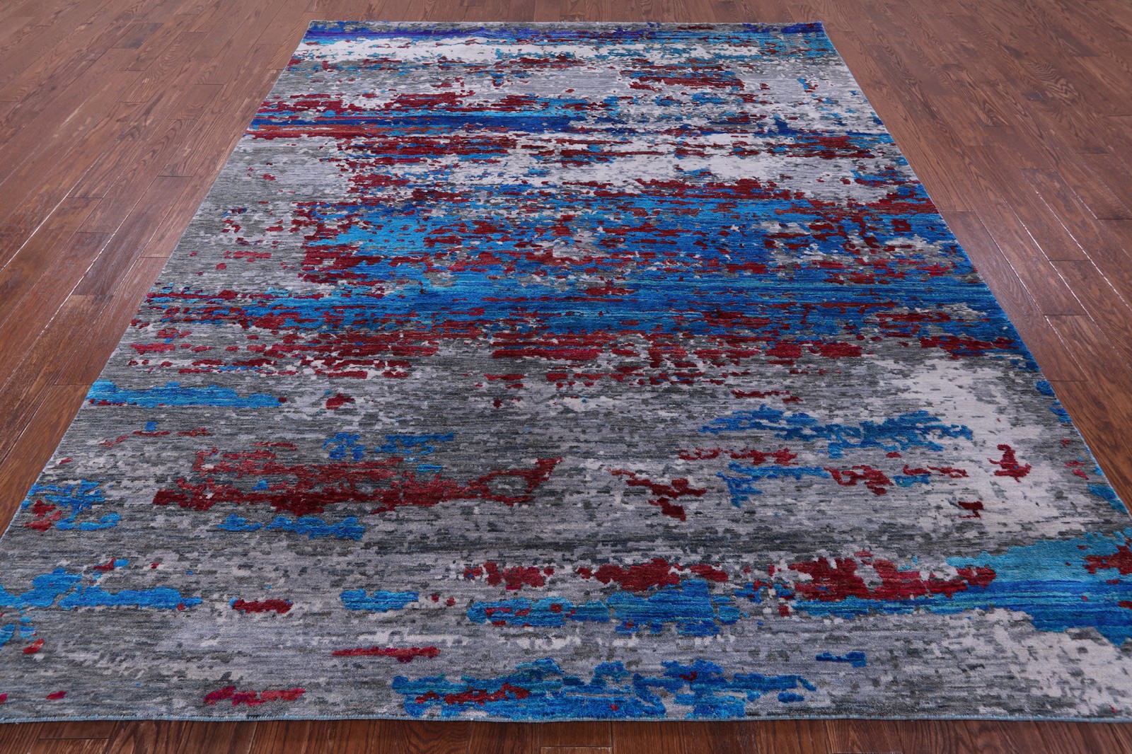 8′ 1″ X 10′ 0″ Handmade Wool & Silk Abstract Rug – Q13499