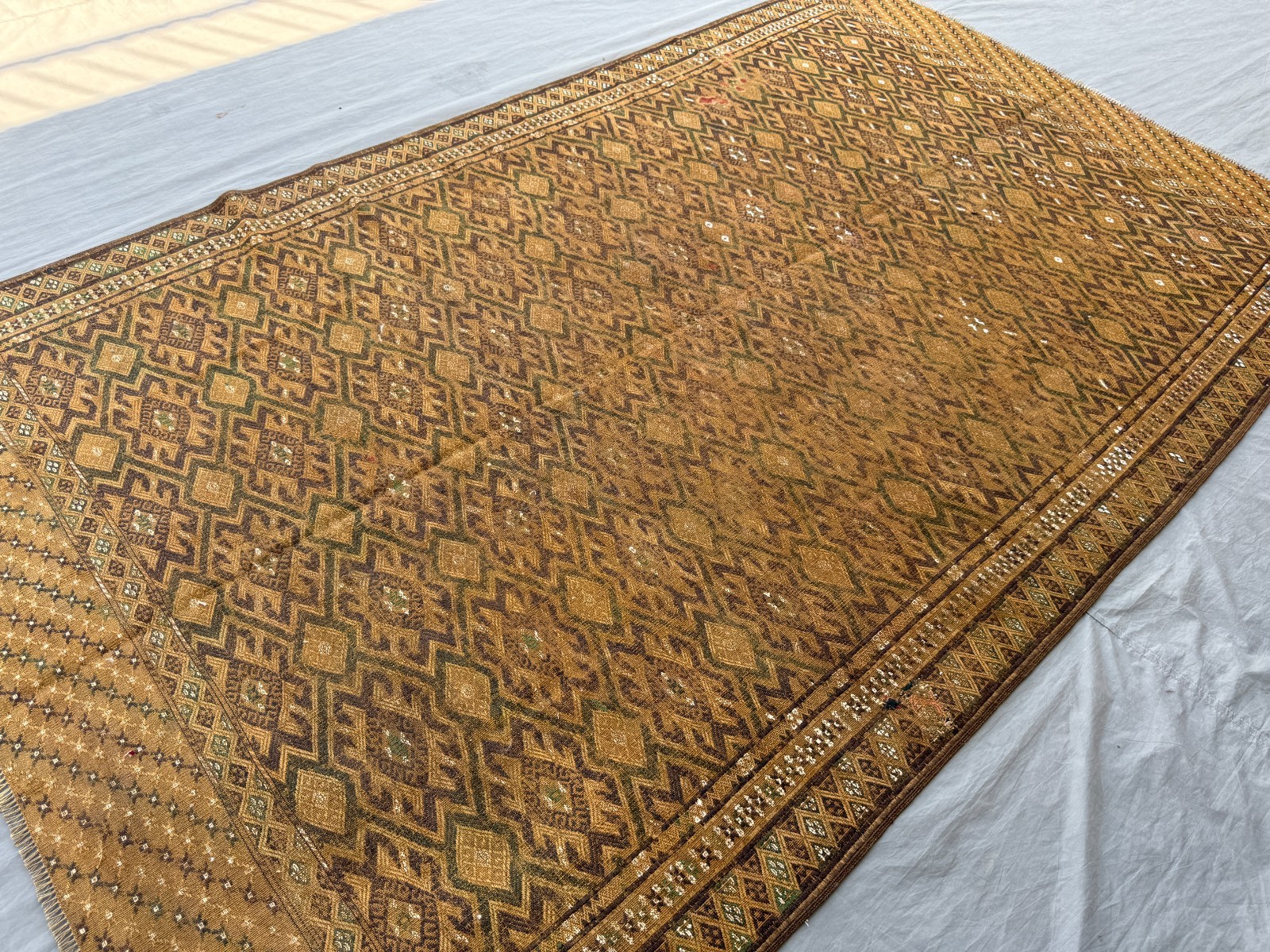 6×10 Terracotta Afghan Kilim Handwoven Wool Geometric Tribal Flatweave Carpet