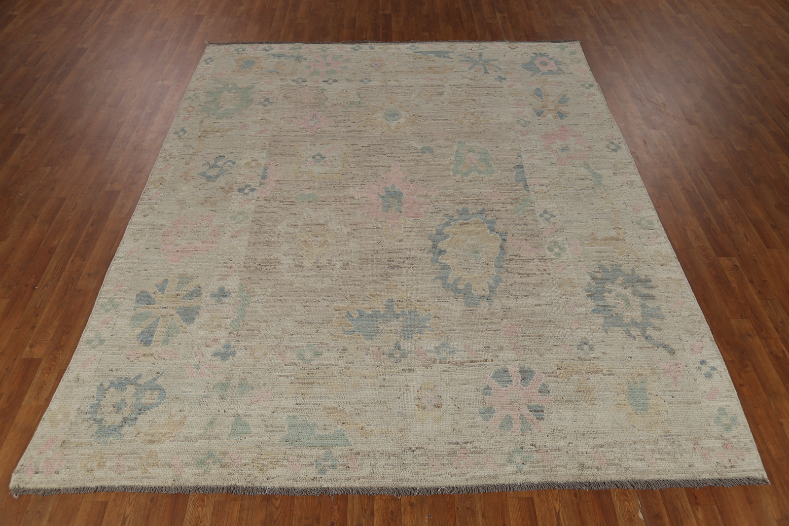 Vegetable Dye All-Over Patterned Oushak Wool Handmade Rug 8×10 ft Turkish Carpet