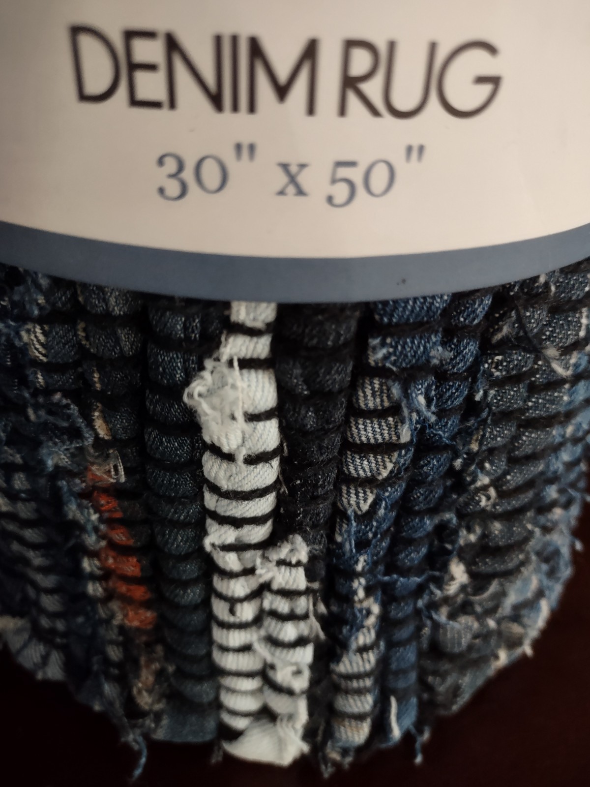 Room 2 Room Dark Blue White Woven Rag Rug Denim Rug 30″ x 50″ New