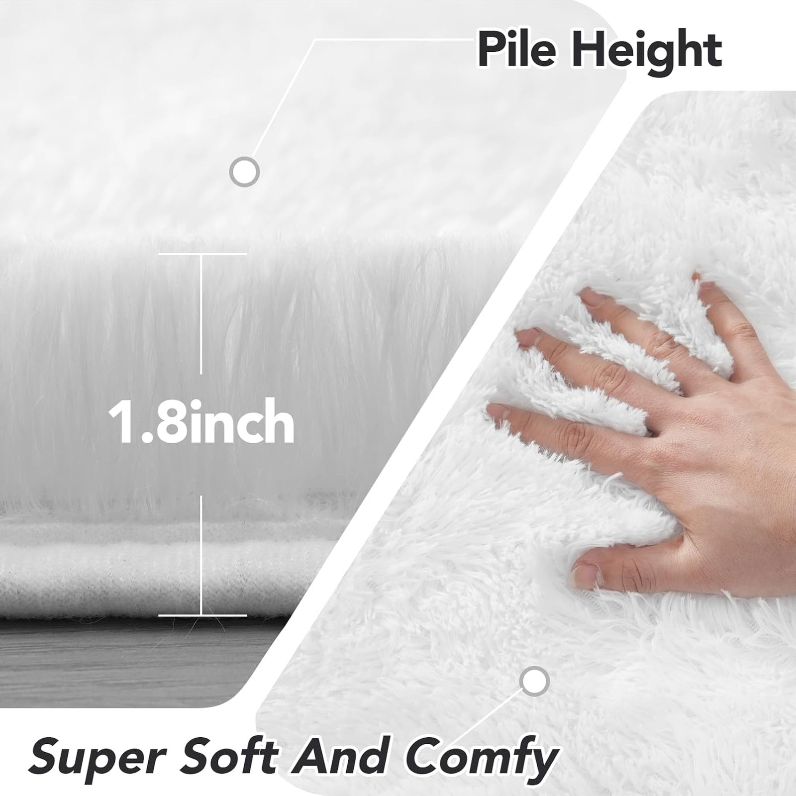Round Area Rug for Bedroom White 3ft Fluffy Furry Plush Carpet for Kids Girls