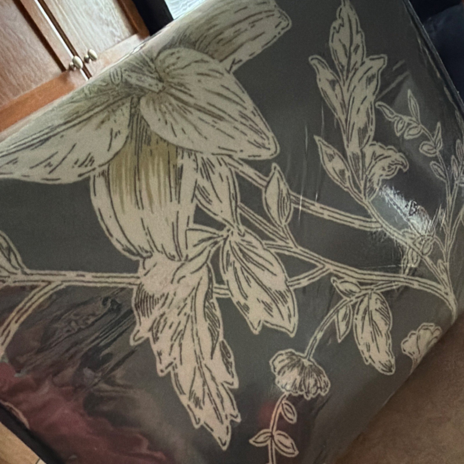 BILEHOME Olive Green Floral Print Area Rug Anti-Slip Boho Rustic Bedroom Living