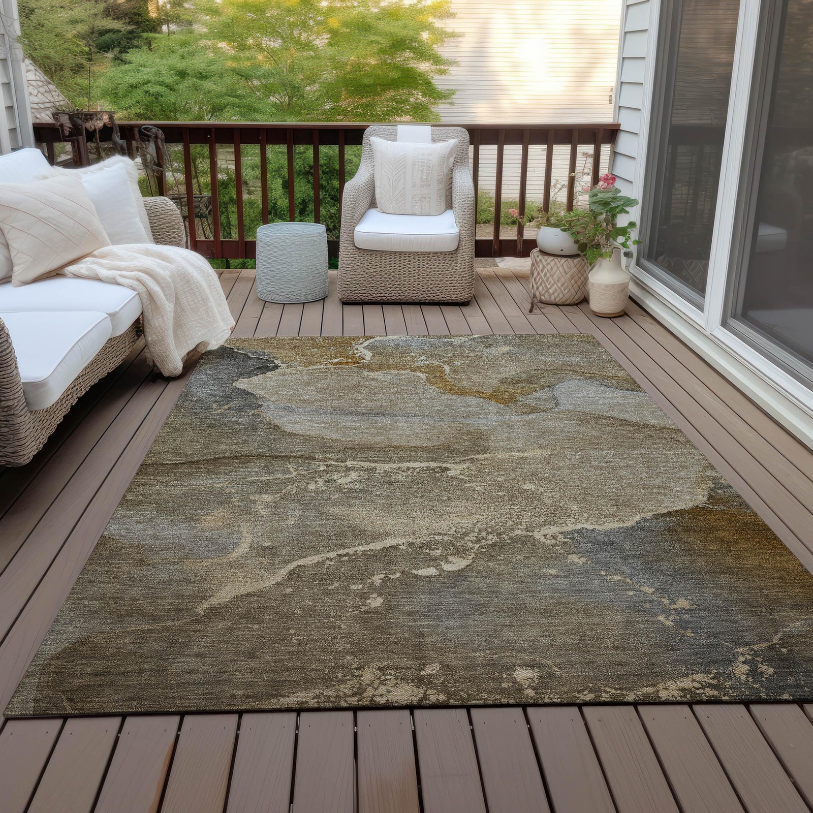 Chantille ACN517 Brown 3′ x 5 Indoor Outdoor Area Rug, Stain Resistant, Machi…