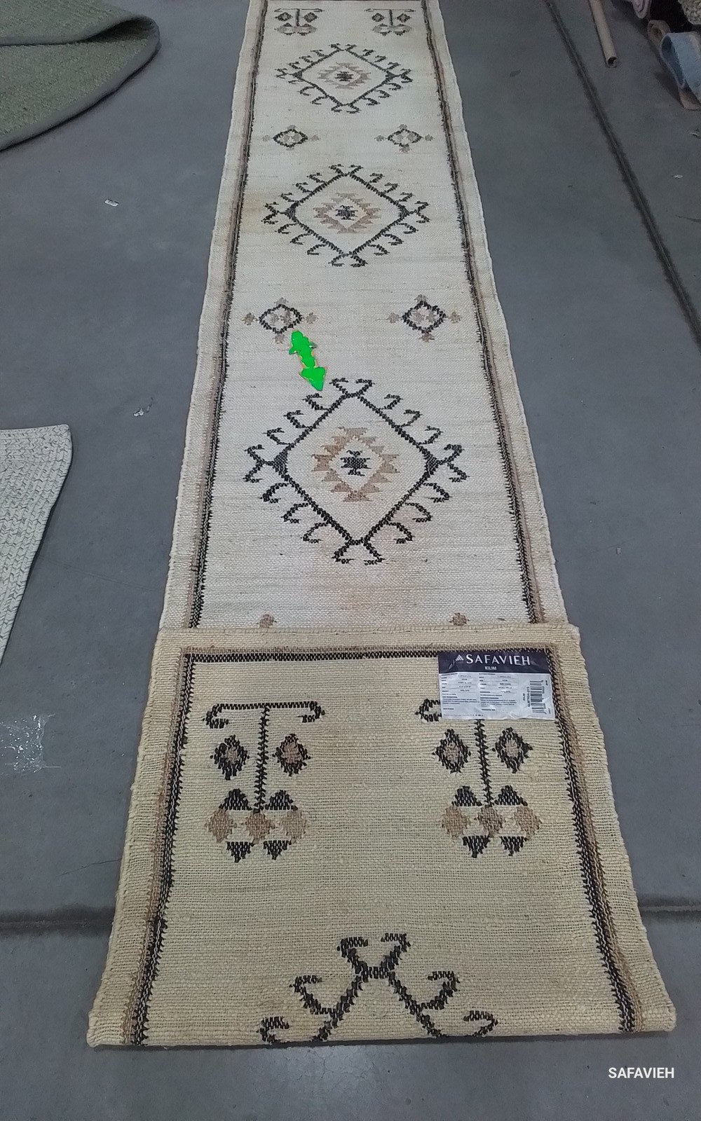 IVORY / BLACK 2′-3″ x 13′-0″ Stained Rug, Reduced Price 1172809145 KLM762A-213
