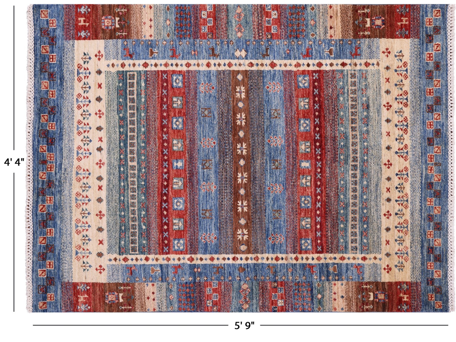 4′ 4″ X 5′ 9″ Gabbeh Tribal Handmade Rug – Q18431